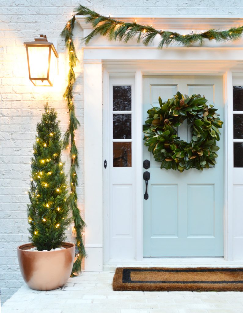 This image has an empty alt attribute; its file name is Christmas-Decor-2018-Front-Porch-Detail-795x1024.jpg