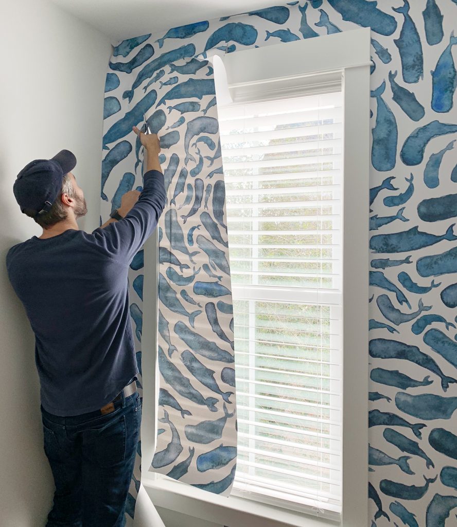 Cutting Excess Removable Wallpaper In Final Panel Around Bedroom Window