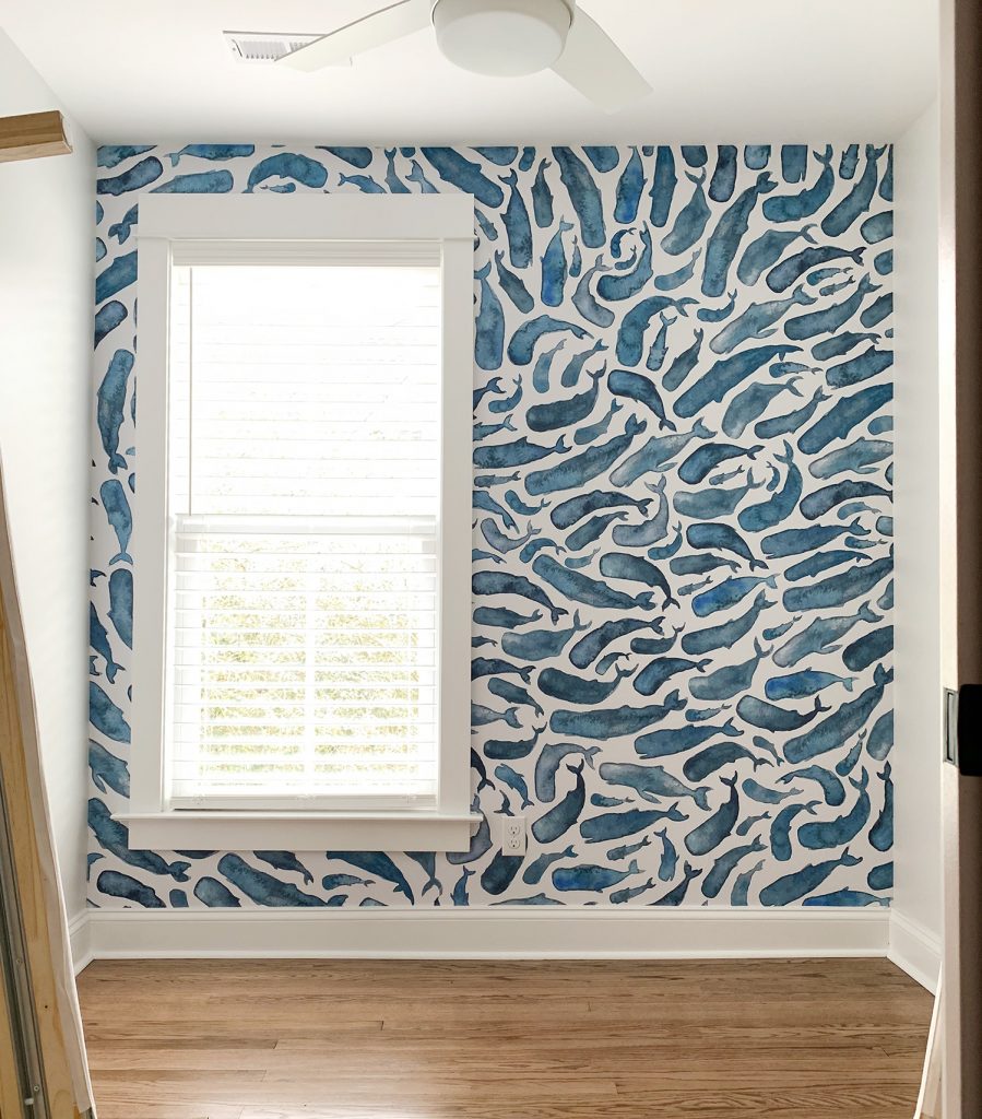 Small Room With Blue Whale Removable Wallpaper