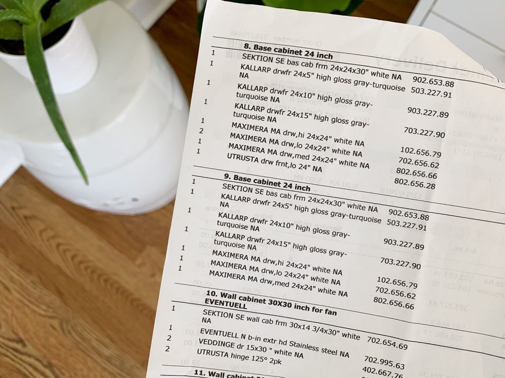 Installing Ikea Cabinet Item Checklist