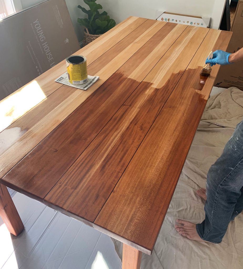 Refinishing Duplex Dining Table Staining CB Table