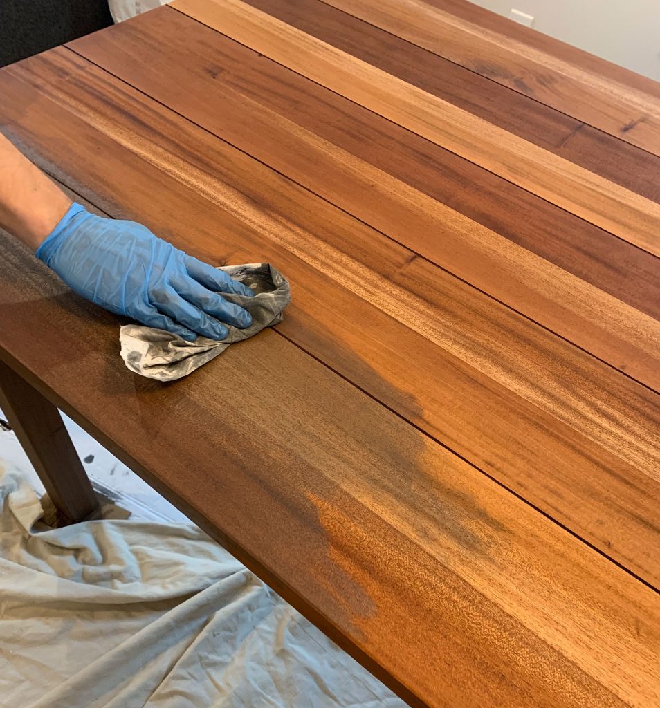 Refinishing Duplex Dining Table Staining CB Table Darker