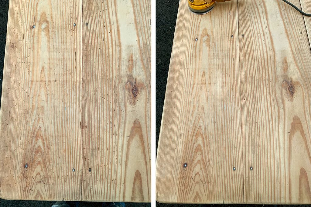 Sanding Duplex Dining Tables Before After Orbital Sander