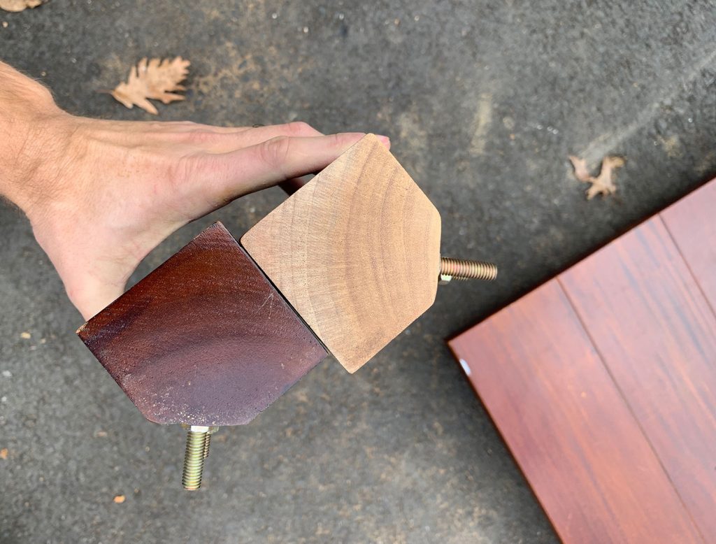 Legs Removed From Wood Dining Table To Test Sanding Of Finish