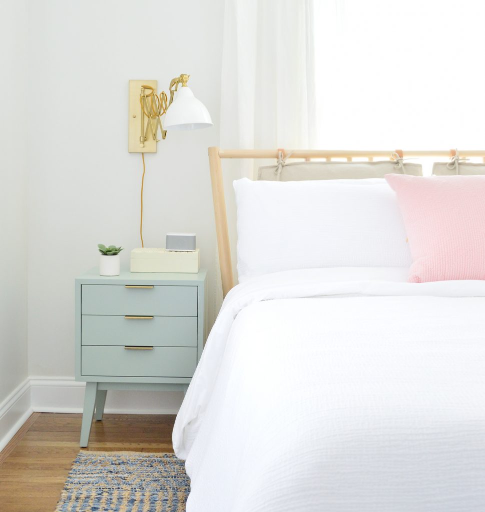 Duplex Bedroom Pink Front Nightstand Detail