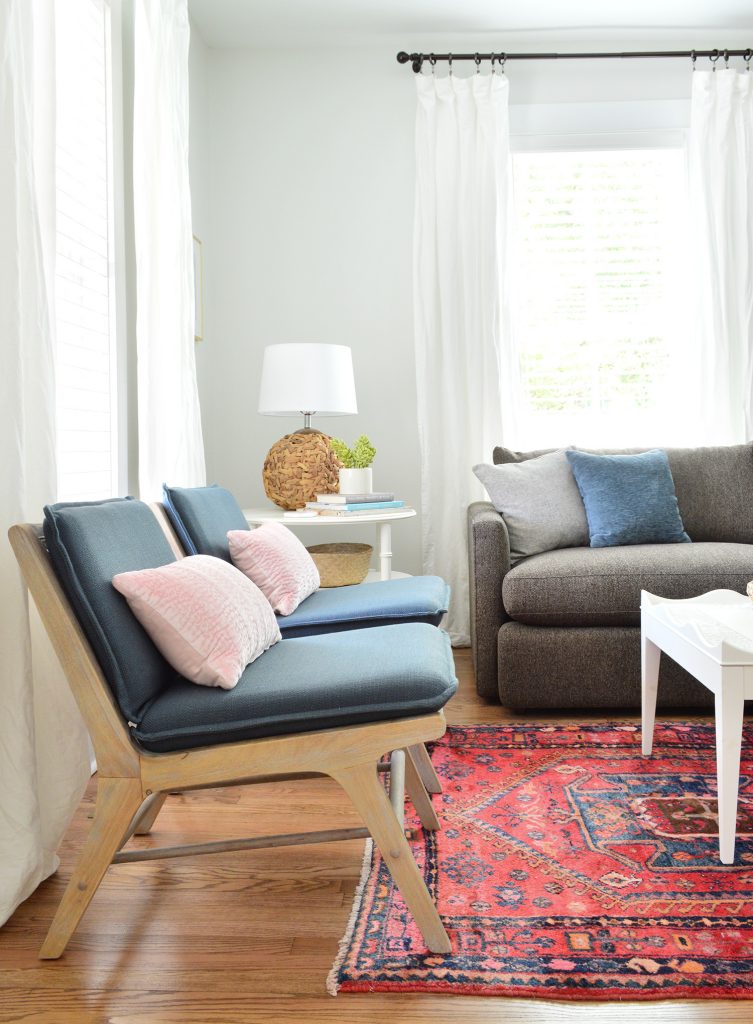 Blue And Wood Target Accent Chairs In Bright Living Room