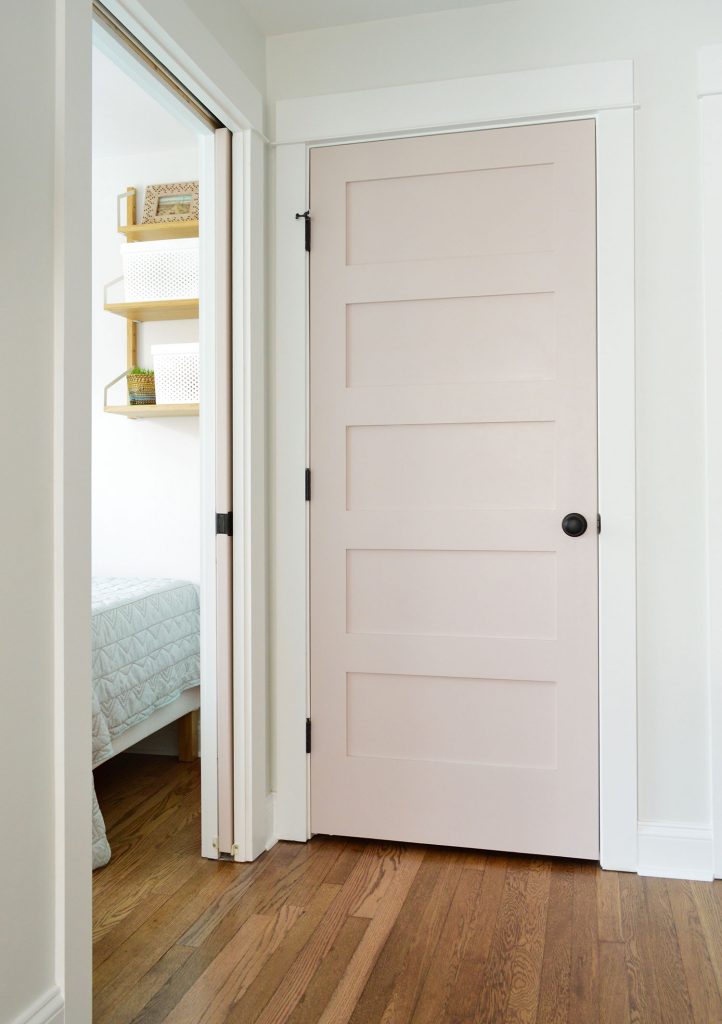 Duplex Hallway Linen Closet With SW White Truffle Door Closed