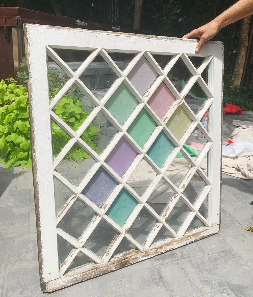 Front Progress On DIY Stained Glass Window With Subtle Colors