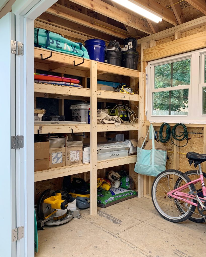 Beach Shed Organization Shelves With Stuff