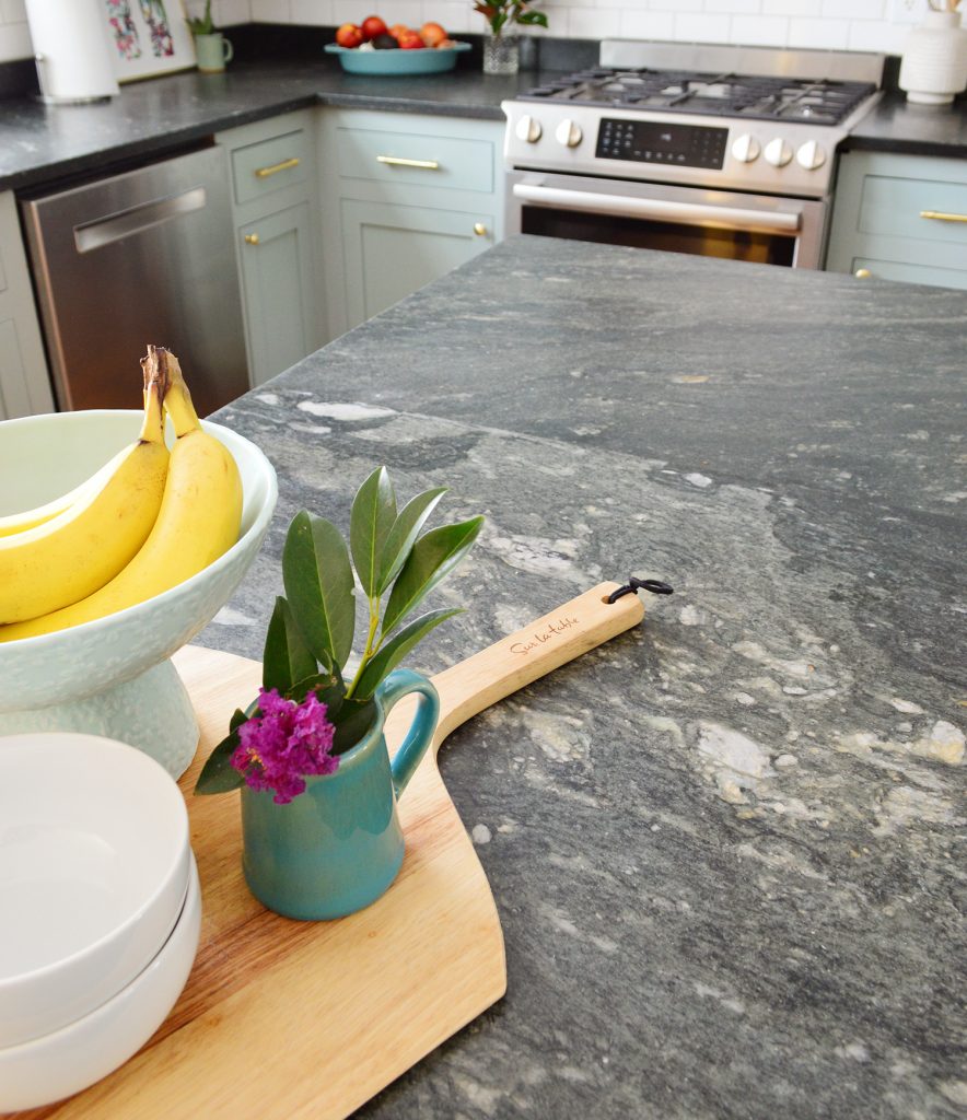 Blue Green Kitchen Cabinets Soapstone Counters