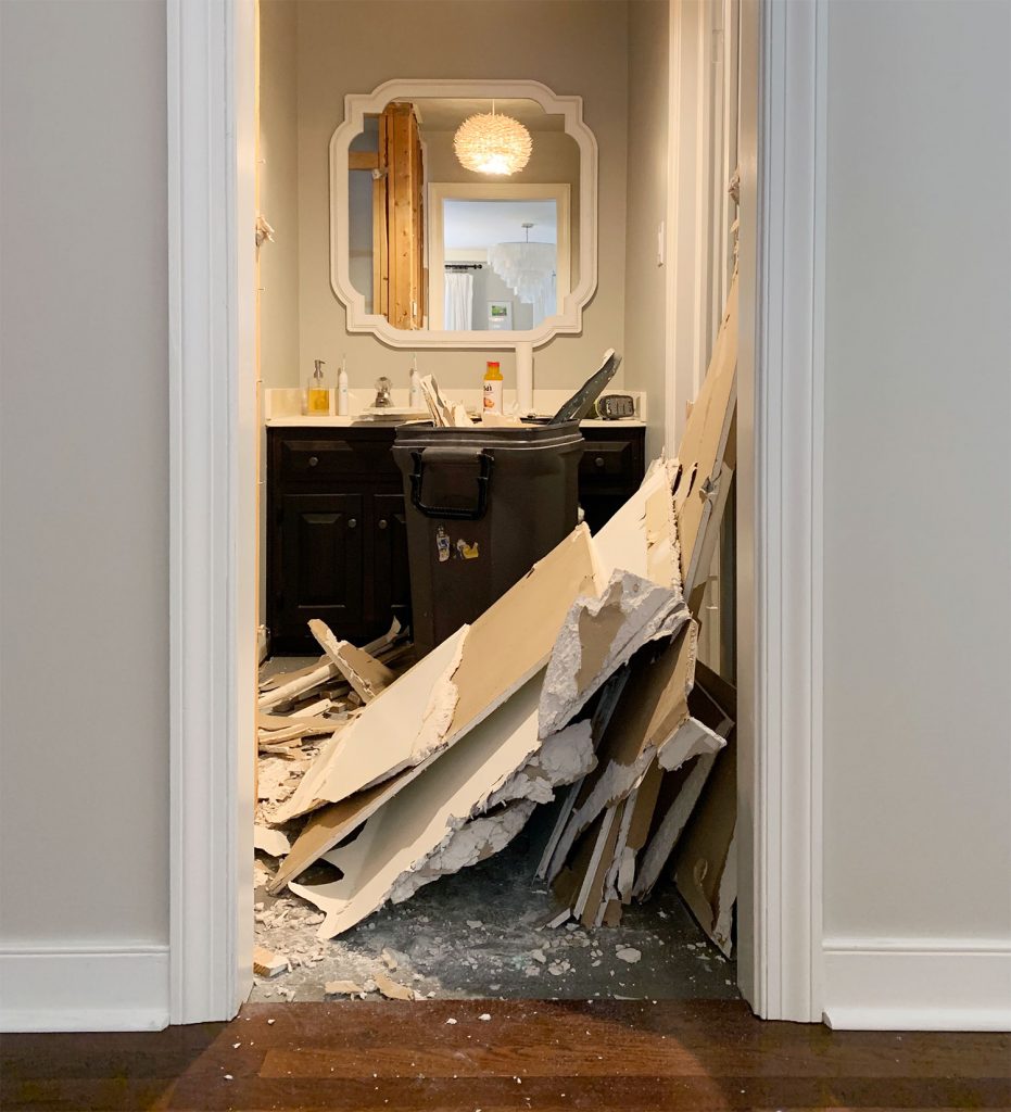 Master Bathroom Demo Debris From Bedroom