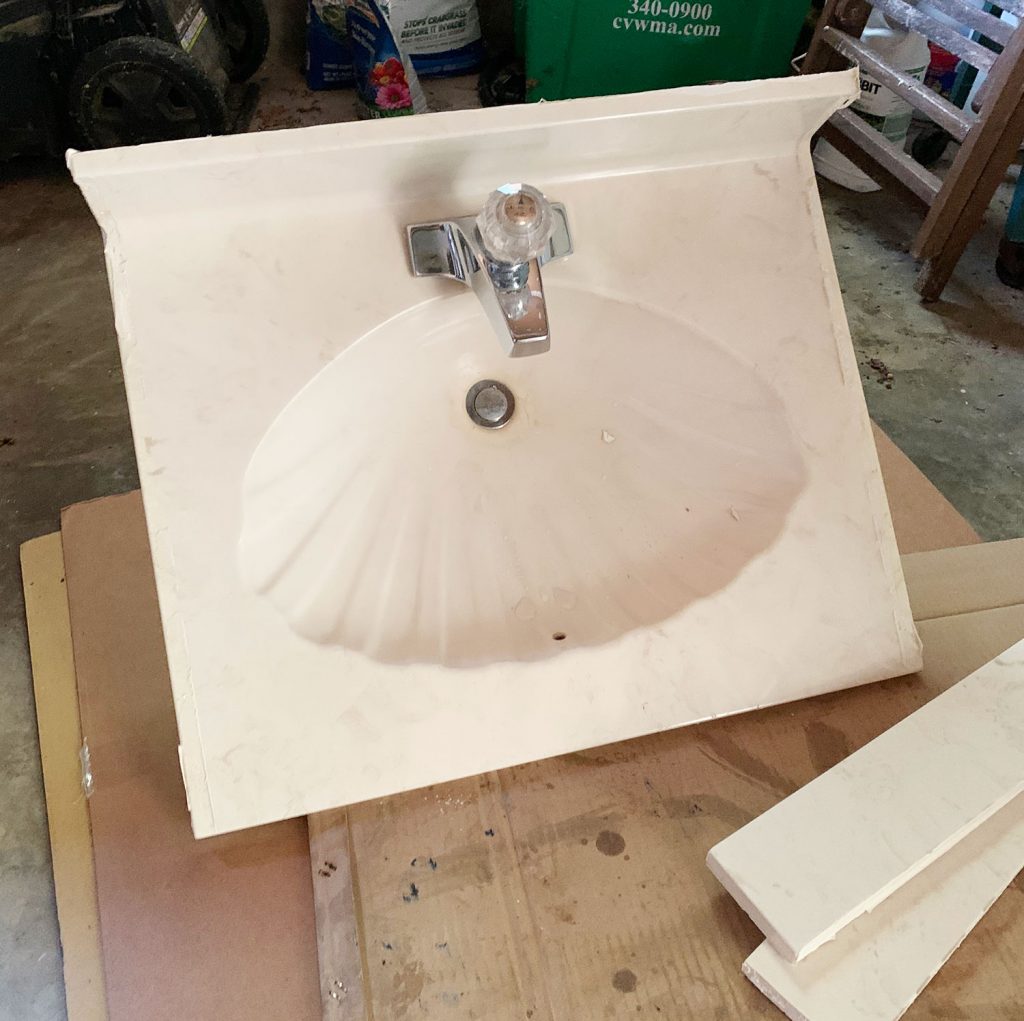 Master Bathroom Demo Seashell Sink In Garage
