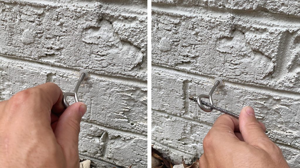Screwing Vine Trellis Hooks Into Brick Wall