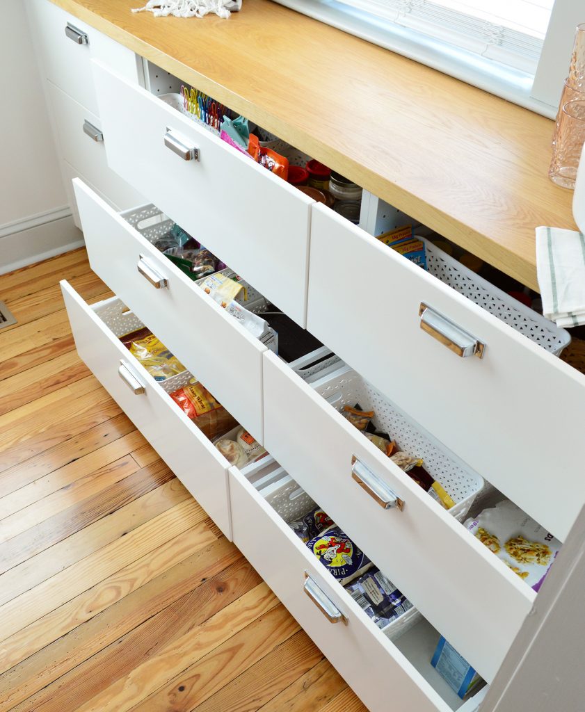 Beach House Kitchen Organization Pantry Drawers Open