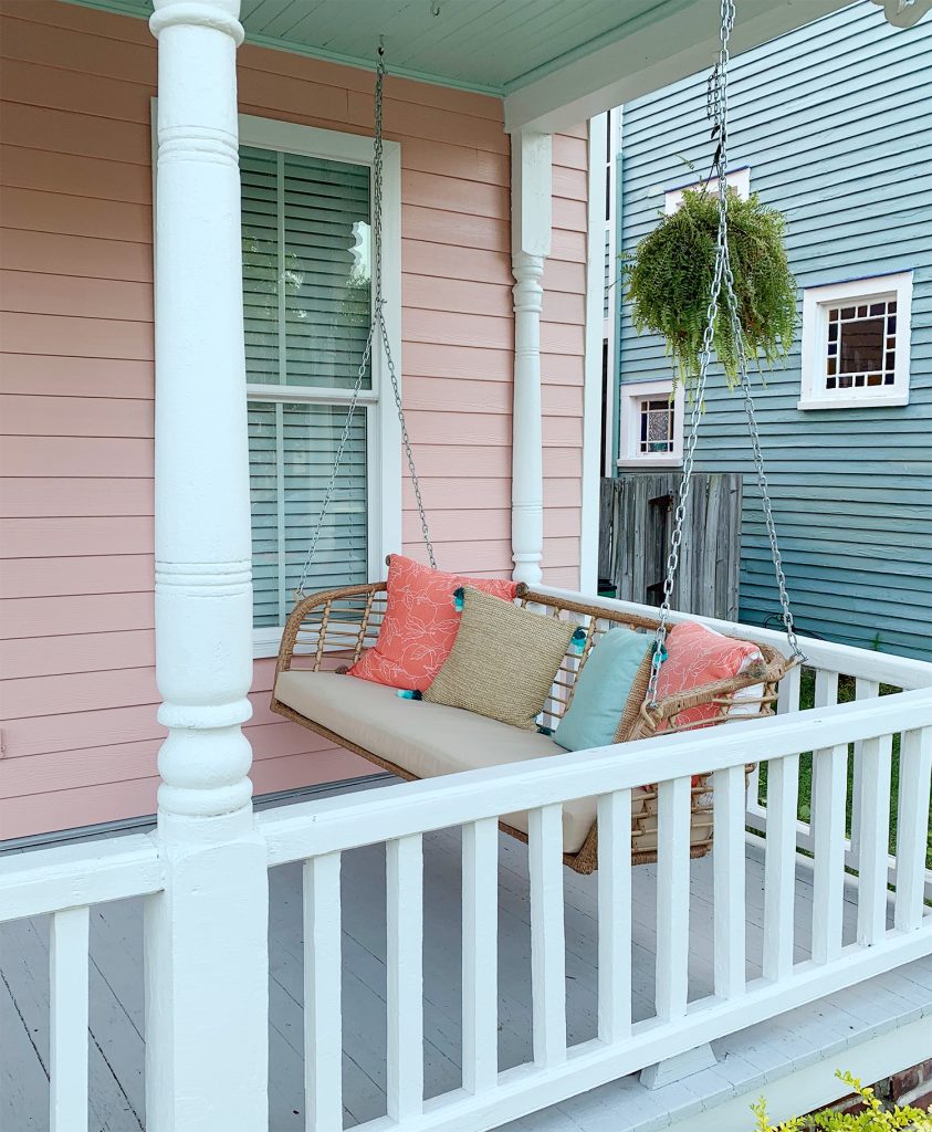 Beach House Updates New Porch Swing From Side 843x1024