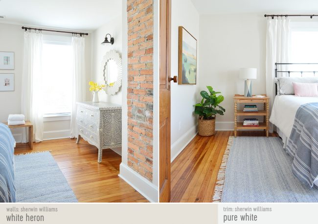 Side-By-Side After Photo Of Front Bedroom With Paint Colors | White Heron | Pure White