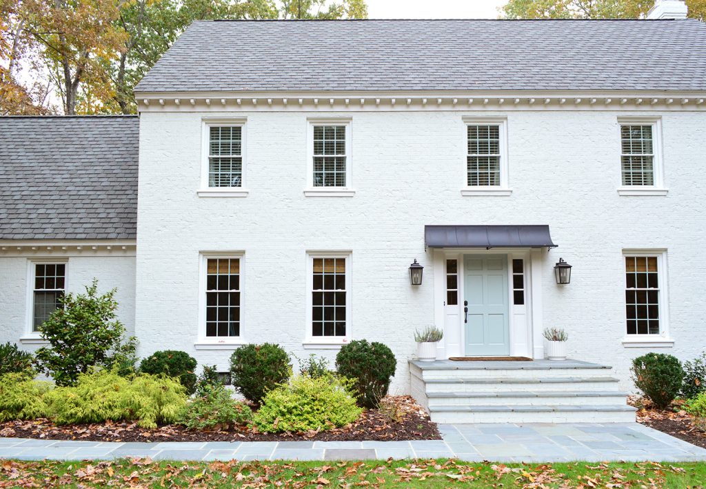 White Brick Exterior Fall Path Straight Cropped