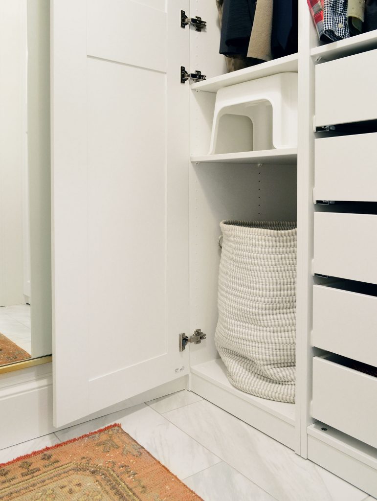 Hamper And Stool Storage In Ikea Pax Closet System