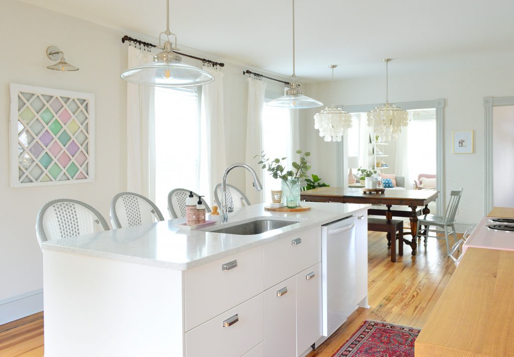 After Photo Of Beach House Kitchen With Kitchen Island With Sink And Dishwasher