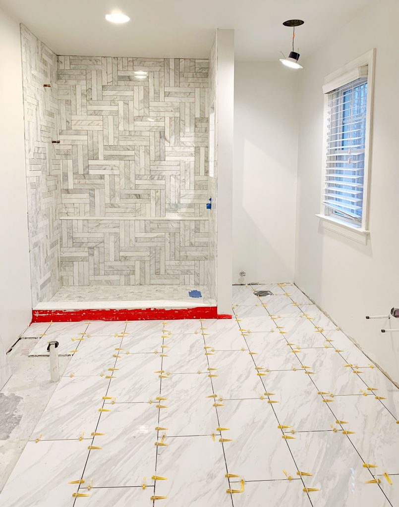 Ep161 Master Bathroom Floor Half Tiled 805x1024
