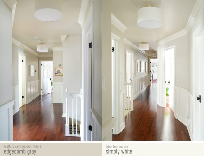 Upstairs Hallway After Photo With Paint Colors | Edgecomb Gray | Simply White