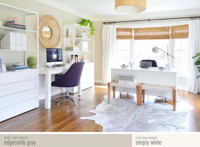 After Photo Of Modern Office With Paint Colors | Edgecomb Gray | Simply White