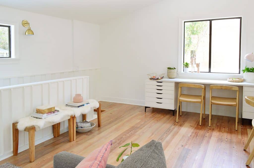 Landing Area Of Upstairs Beachy Living Room With Empty Floor