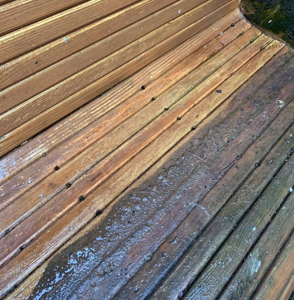 Outdoor Shower During Bench Powerwashed