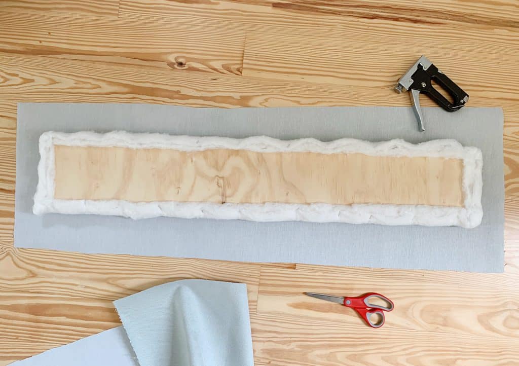 DIY Channel Tufted Headboard Fabric Cut