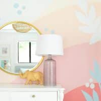 Colorful Pink And Blue Wall Mural With Gradient And Beachy Florals
