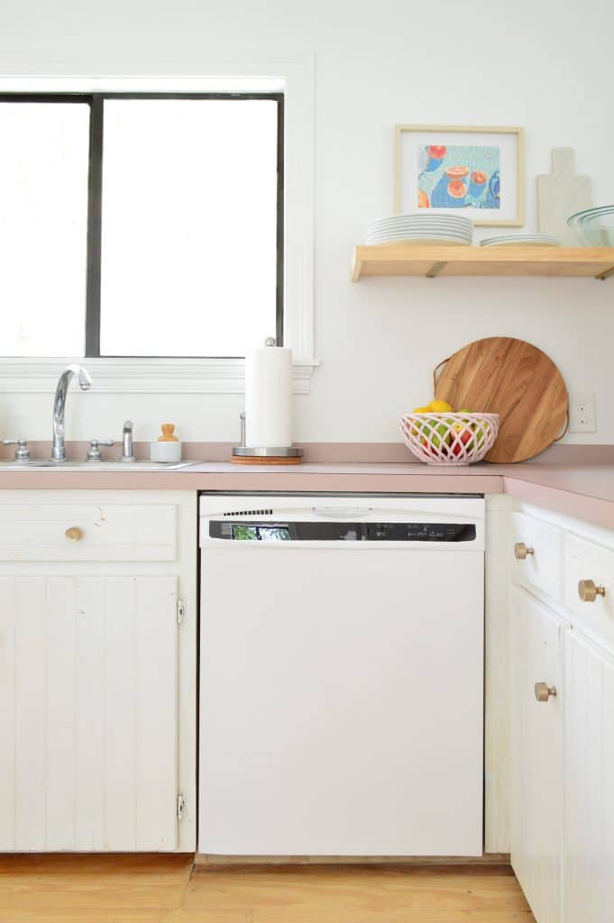 After Of White Painted Dishwasher To Blend In With White Cabinets