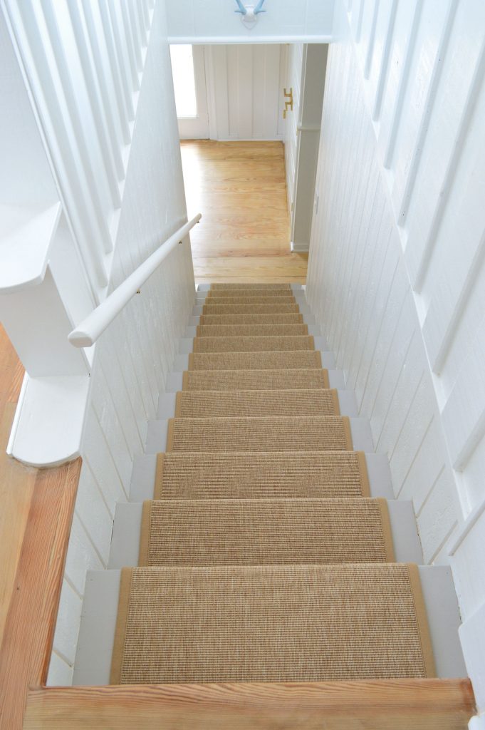 Straight Down View Of Finished Sisal Stair Runner From Above