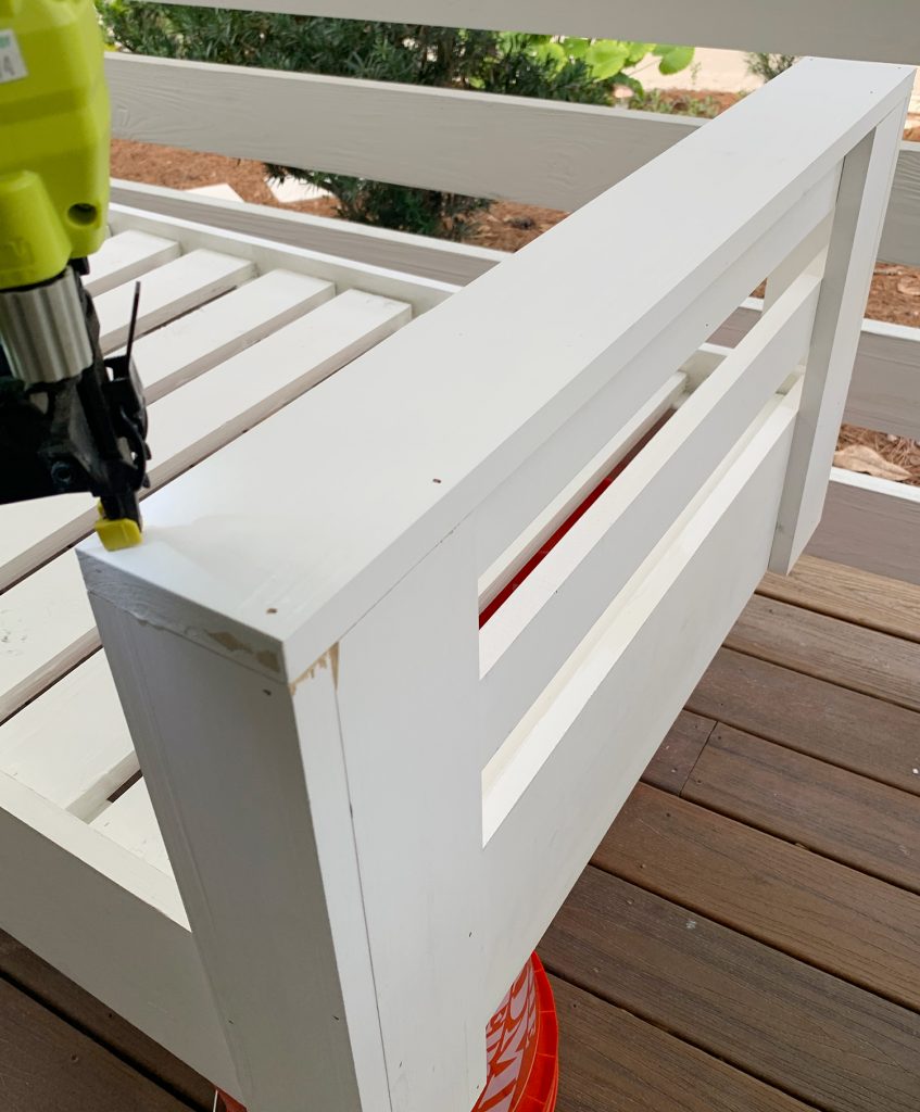 Nailing top piece to daybed arm