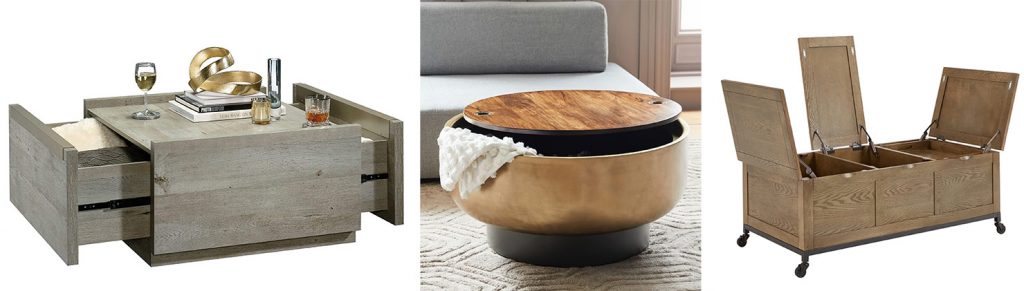 Storage Moodboard of 3 Hidden Storage Coffee Tables