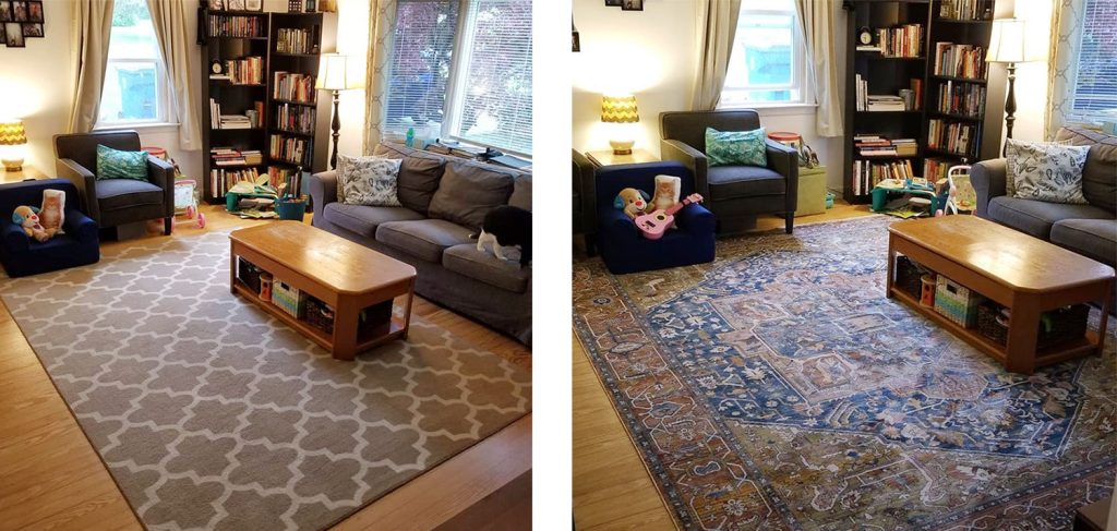 Reader Submitted Photo Of Before And After With New nuLoom Medallion Magic Rug