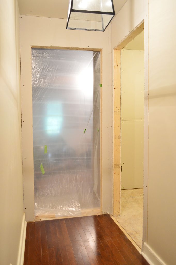 two doorways drywalled and openings cut