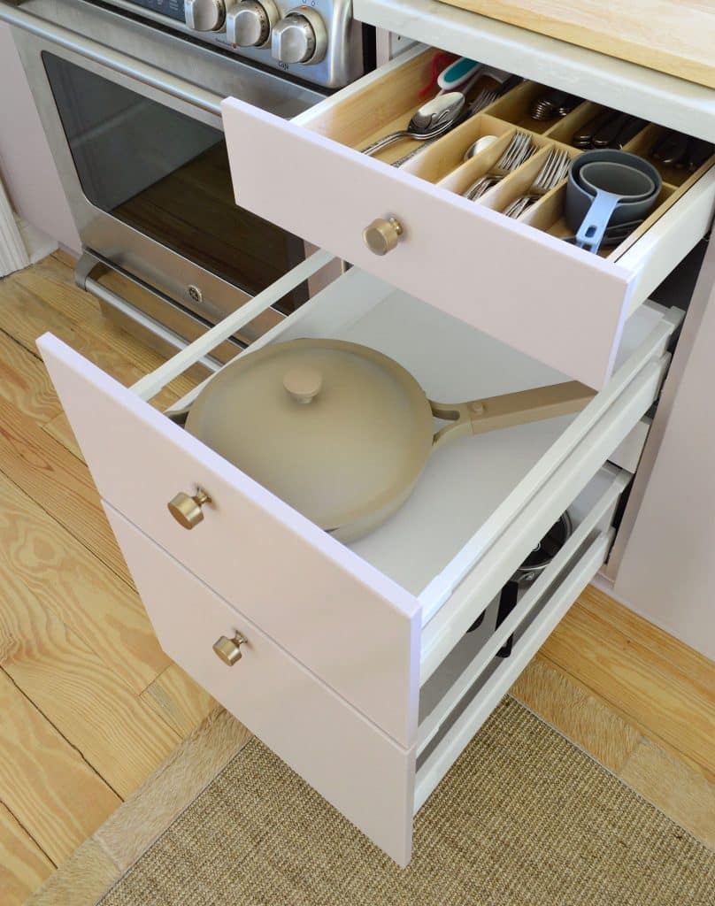 3 Drawer Ikea Cabinet With Utensil Drawer And Pans