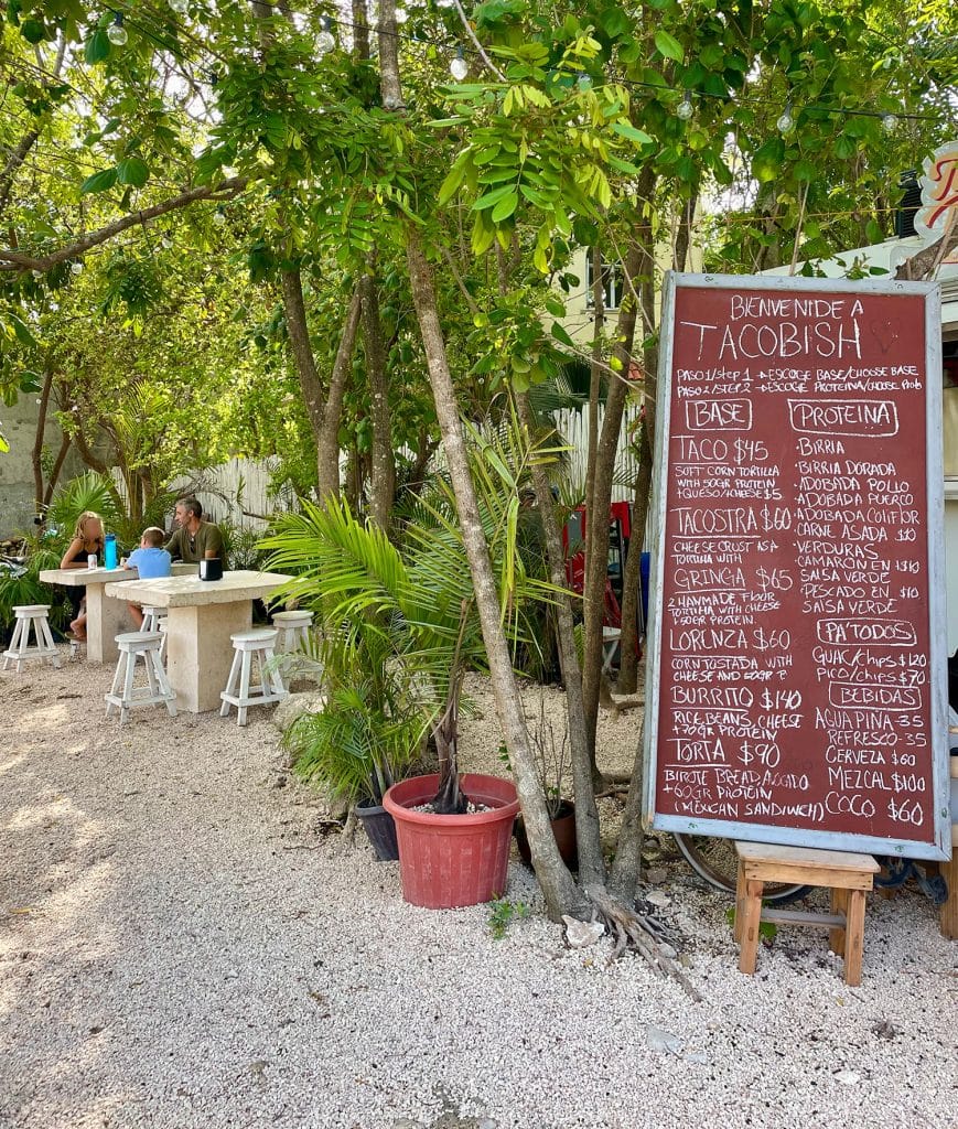 TacoBish Menu In Spanish In Tulum Mexico