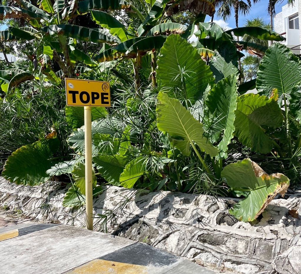 Tope Speed Bump Sign In Akumal Mexico