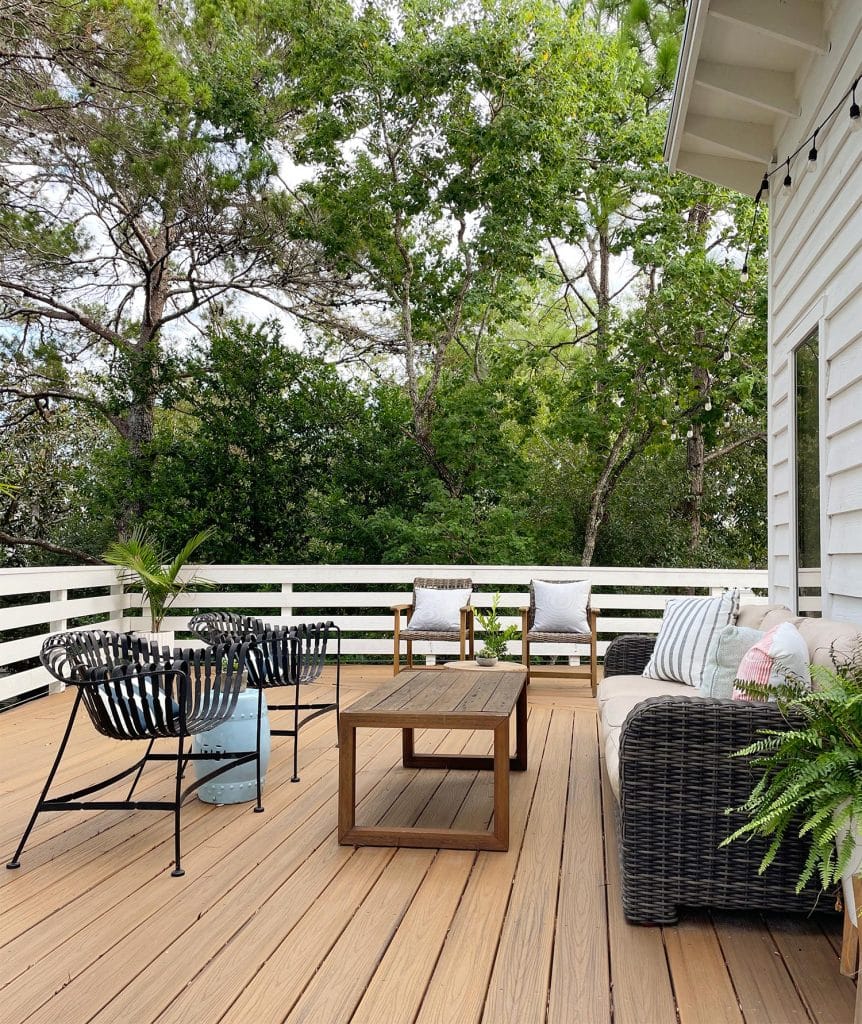 Upstairs Deck With Havanna Gold Trex And Outdoor Sofa
