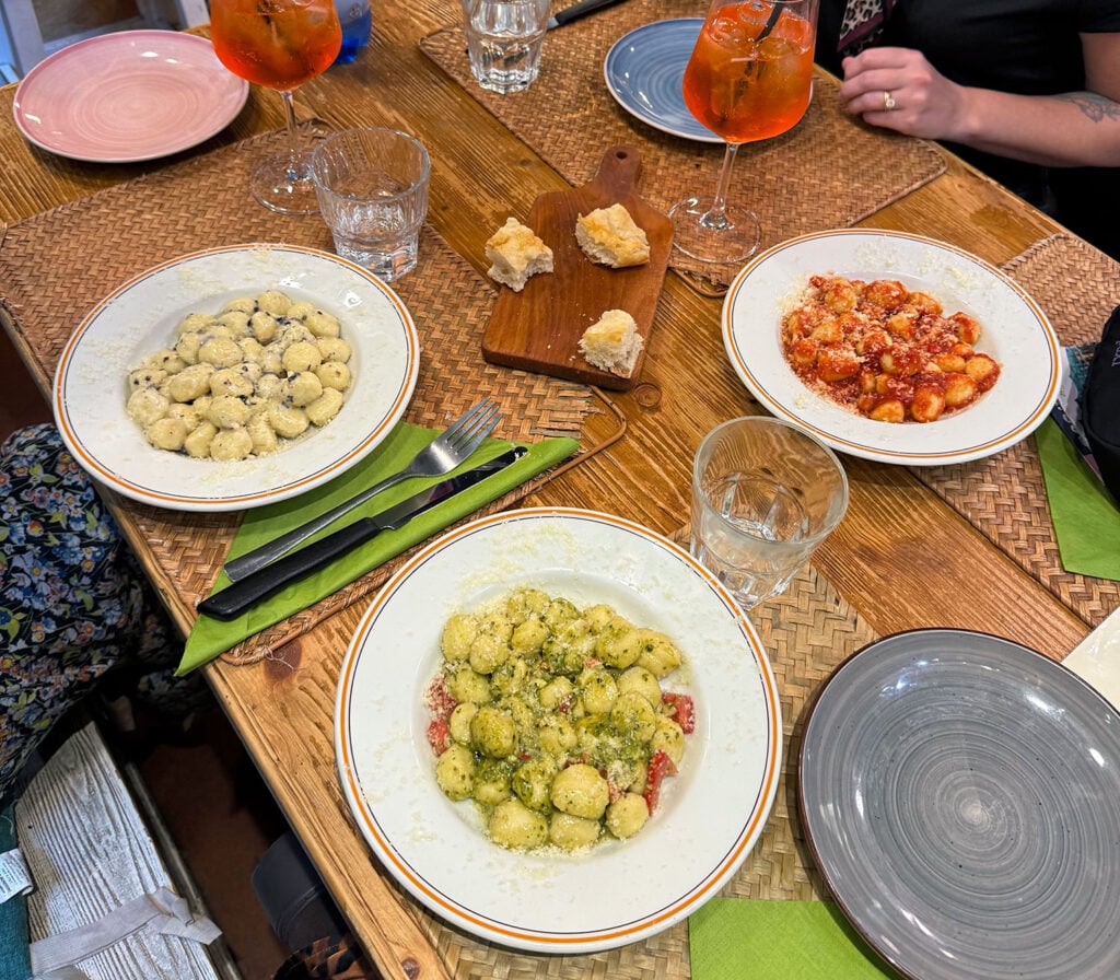 Bowls of Gnocchi in Florence Italy