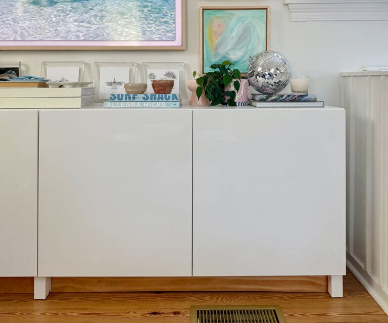 Ikea Besta Media Storage Cabinet With Photo Albums Inside