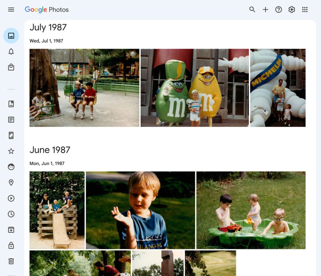 Old Photos from 1987 In Google Photos