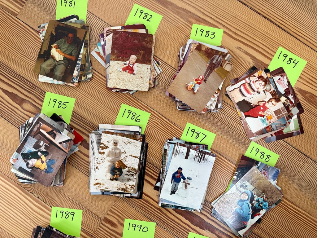 Stacks of Old Photos Sorted By Year