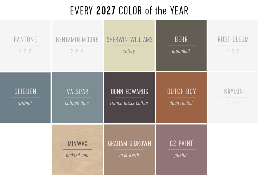 Every 2027 Color of the Year Announced So Far