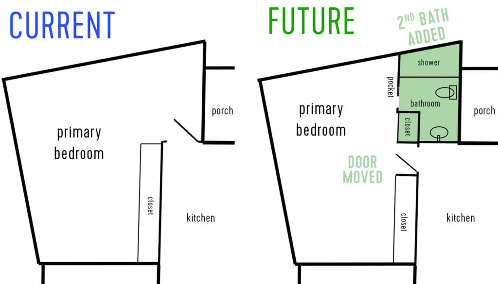 General Floorplan Idea of Where Second Bathroom Will GoGeneral Floorplan Idea of Where Second Bathroom Will Go