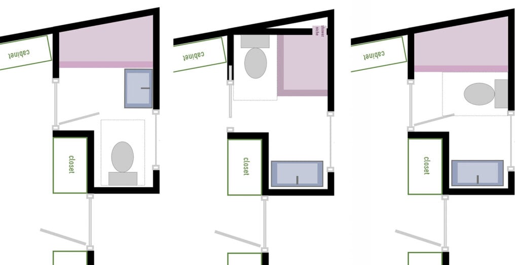 Three Options For Bathroom Floorplan