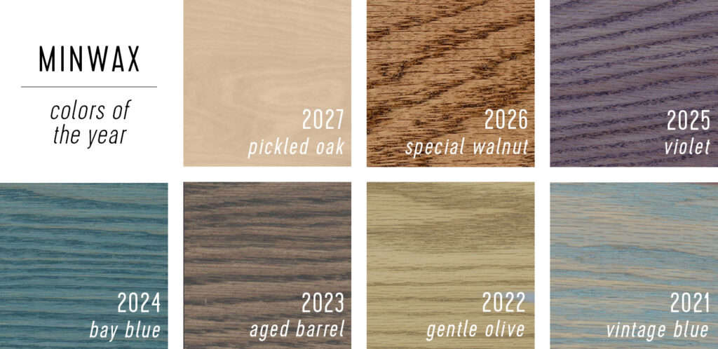 Minwax Color Of The Year Selections 2021 to 2027